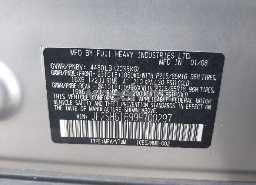Photo 9 of 2009 Subaru Forester 2.5X (VIN JF2SH61699H700297)