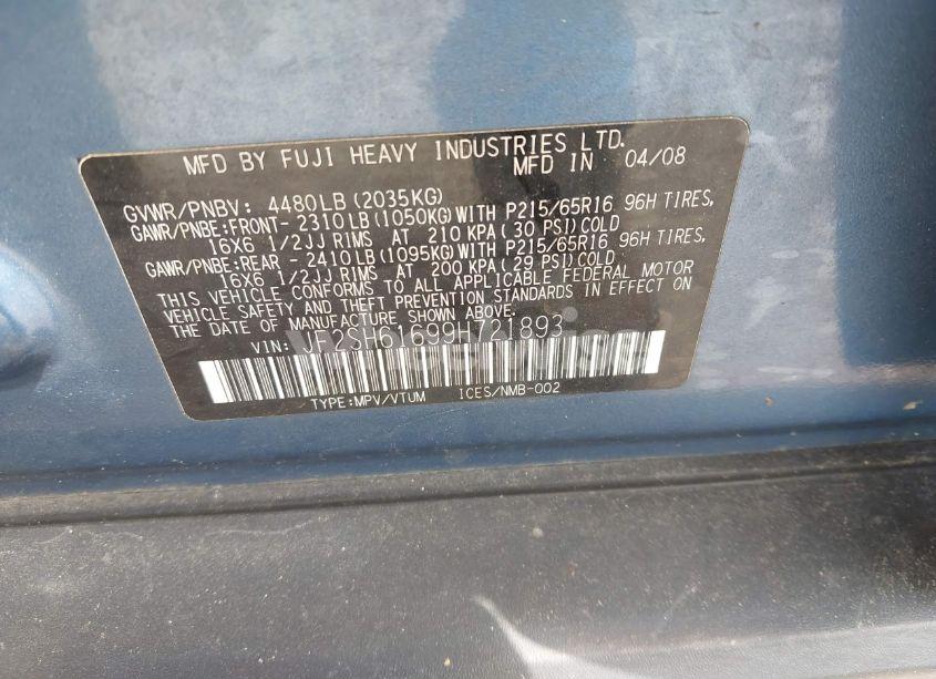 Photo 9 of 2009 Subaru Forester 2.5X (VIN JF2SH61699H721893)