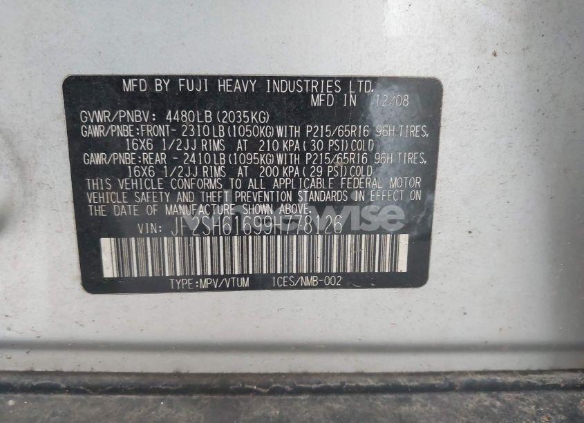 Photo 9 of 2009 Subaru Forester 2.5X (VIN JF2SH61699H778126)