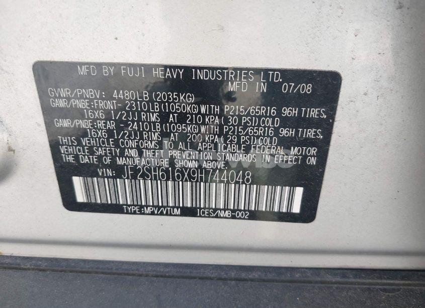 Photo 9 of 2009 Subaru Forester 2.5X (VIN JF2SH616X9H744048)