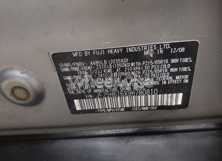 Photo 9 of 2009 Subaru Forester 2.5X (VIN JF2SH616X9H780810)