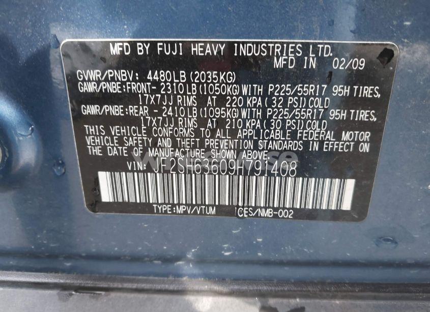 Photo 9 of 2009 Subaru Forester 2.5X (VIN JF2SH63609H791408)