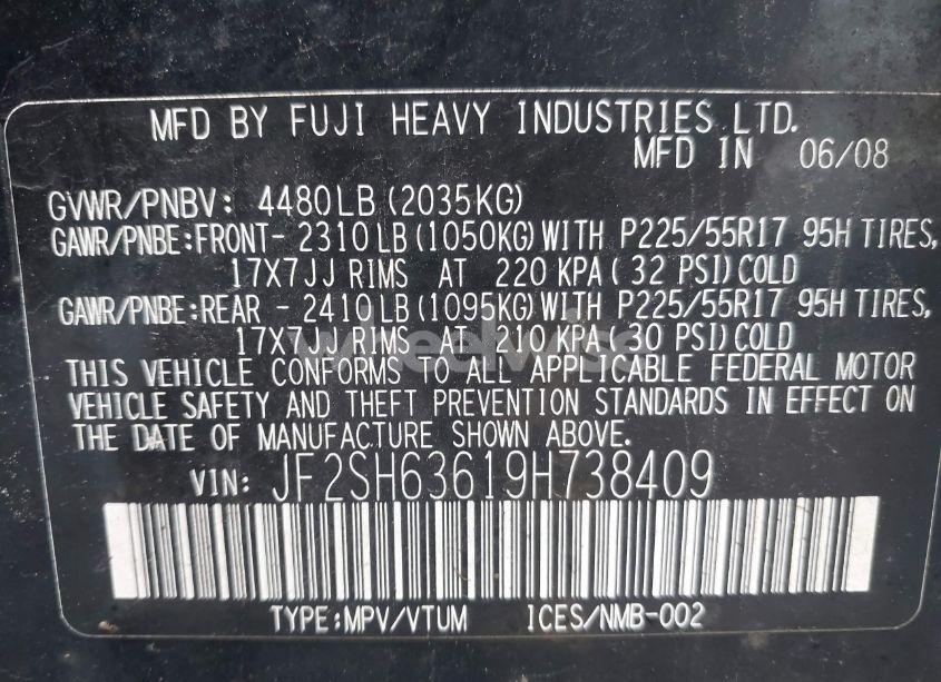 Photo 9 of 2009 Subaru Forester 2.5X (VIN JF2SH63619H738409)