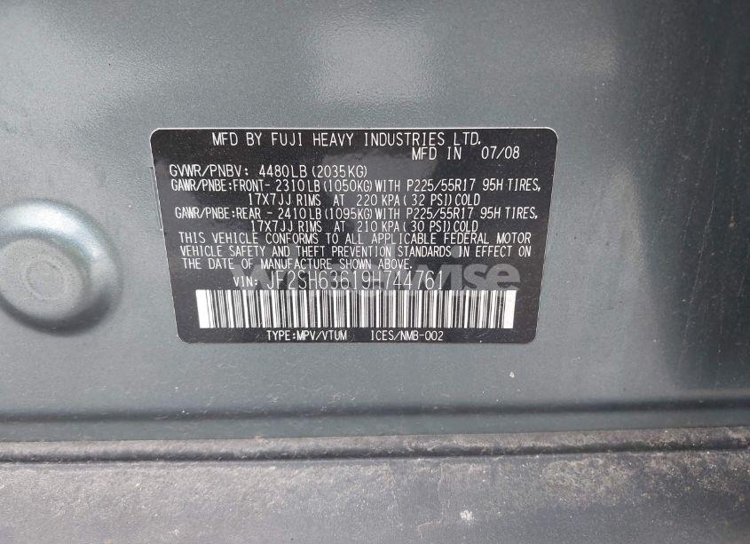 Photo 9 of 2009 Subaru Forester 2.5X (VIN JF2SH63619H744761)