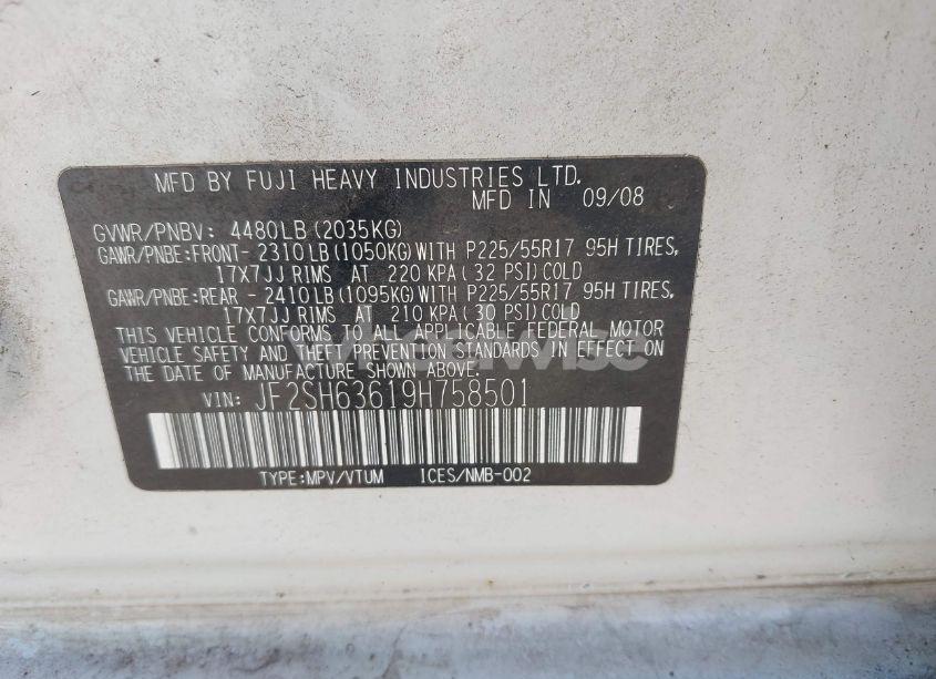 Photo 9 of 2009 Subaru Forester 2.5X PREMIUM (VIN JF2SH63619H758501)