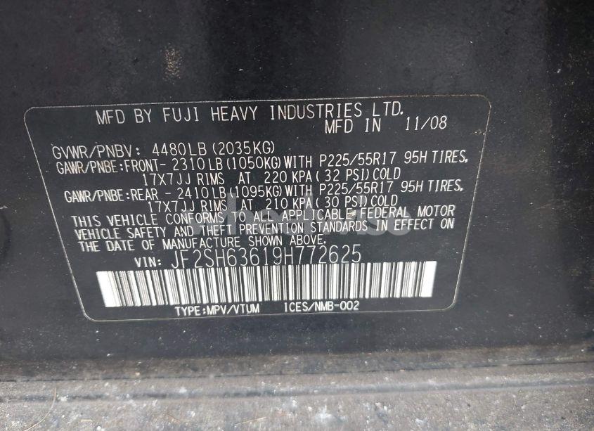 Photo 9 of 2009 Subaru Forester 2.5X (VIN JF2SH63619H772625)