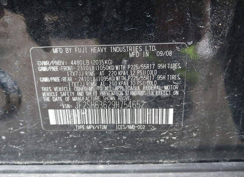 Photo 9 of 2009 Subaru Forester 2.5X (VIN JF2SH63629H754652)