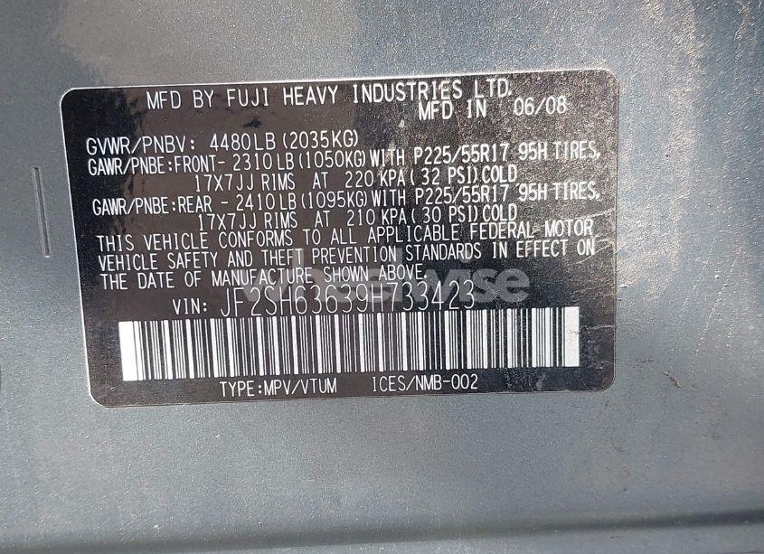 Photo 9 of 2009 Subaru Forester 2.5X (VIN JF2SH63639H733423)