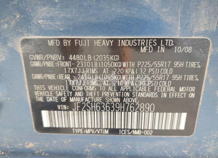 Photo 9 of 2009 Subaru Forester 2.5X (VIN JF2SH63639H762890)