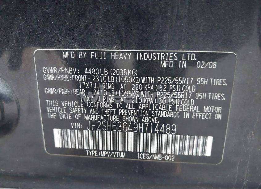 Photo 9 of 2009 Subaru Forester 2.5X (VIN JF2SH63649H714489)