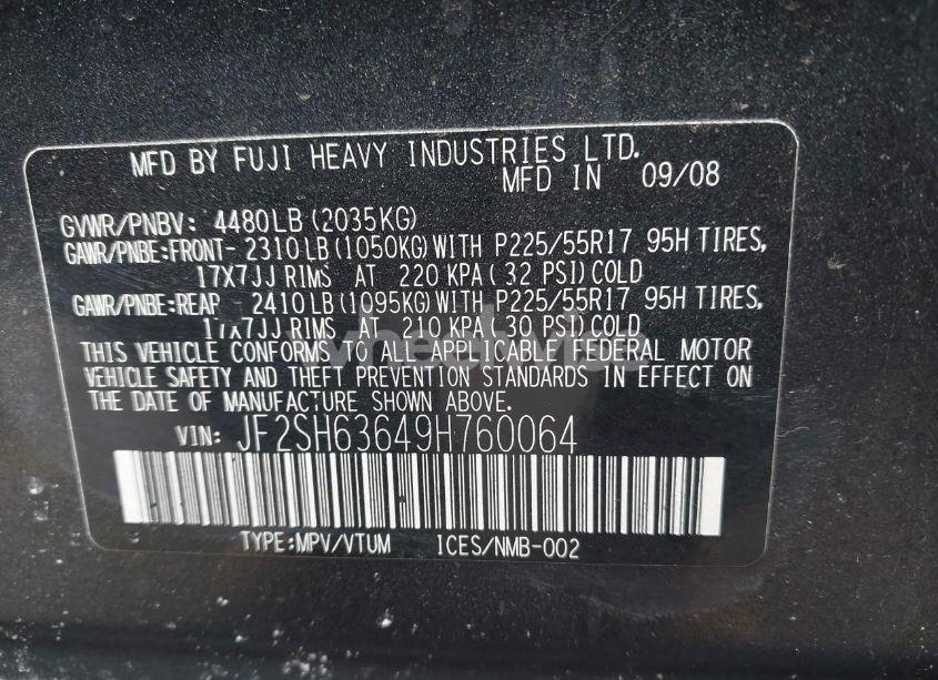 Photo 9 of 2009 Subaru Forester 2.5X (VIN JF2SH63649H760064)