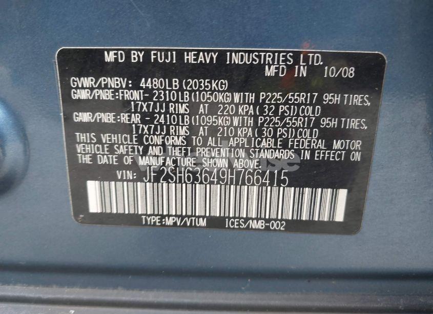 Photo 9 of 2009 Subaru Forester 2.5X (VIN JF2SH63649H766415)