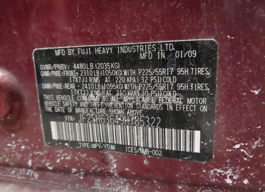 Photo 9 of 2009 Subaru Forester 2.5X (VIN JF2SH63649H785322)