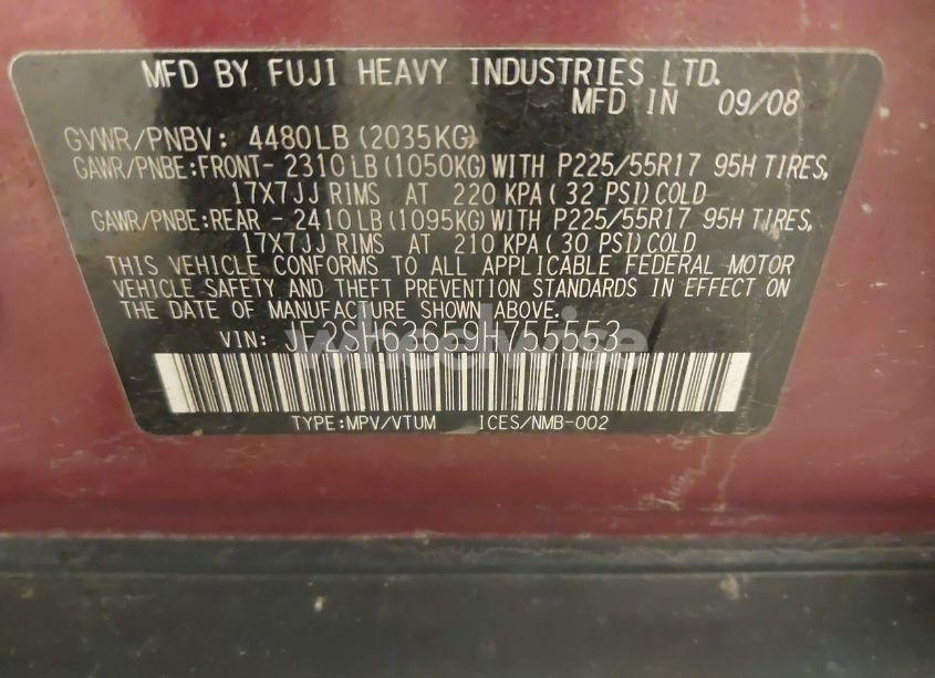 Photo 9 of 2009 Subaru Forester 2.5X (VIN JF2SH63659H755553)
