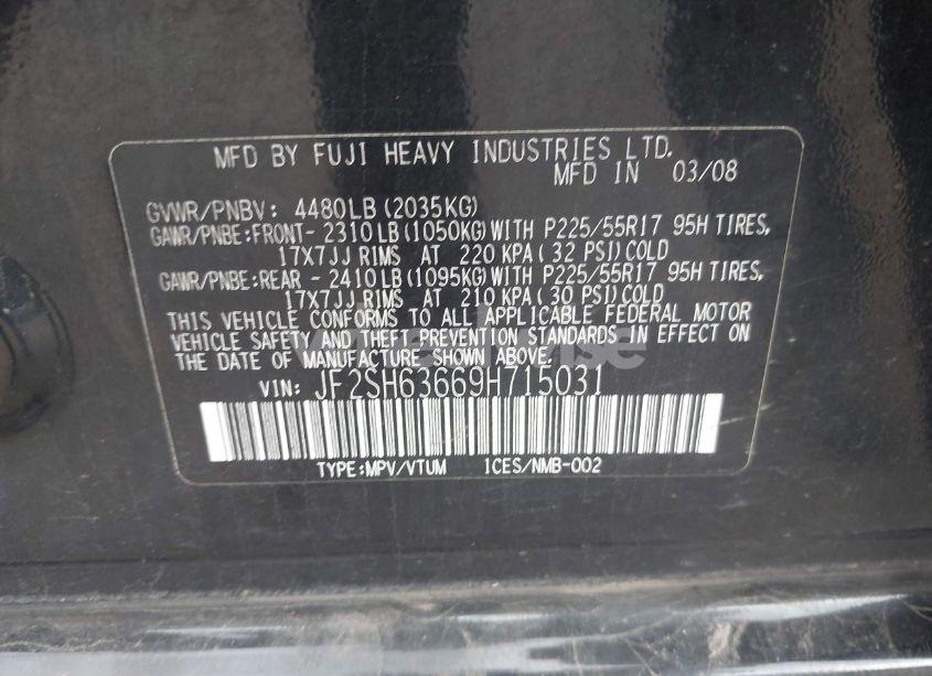 Photo 9 of 2009 Subaru Forester 2.5X (VIN JF2SH63669H715031)