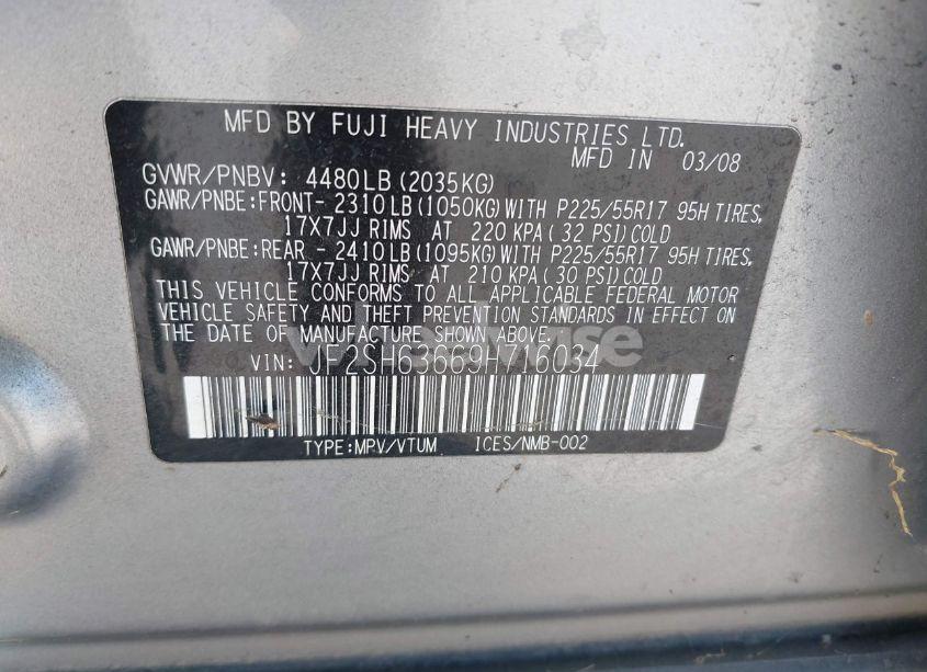 Photo 9 of 2009 Subaru Forester 2.5X (VIN JF2SH63669H716034)