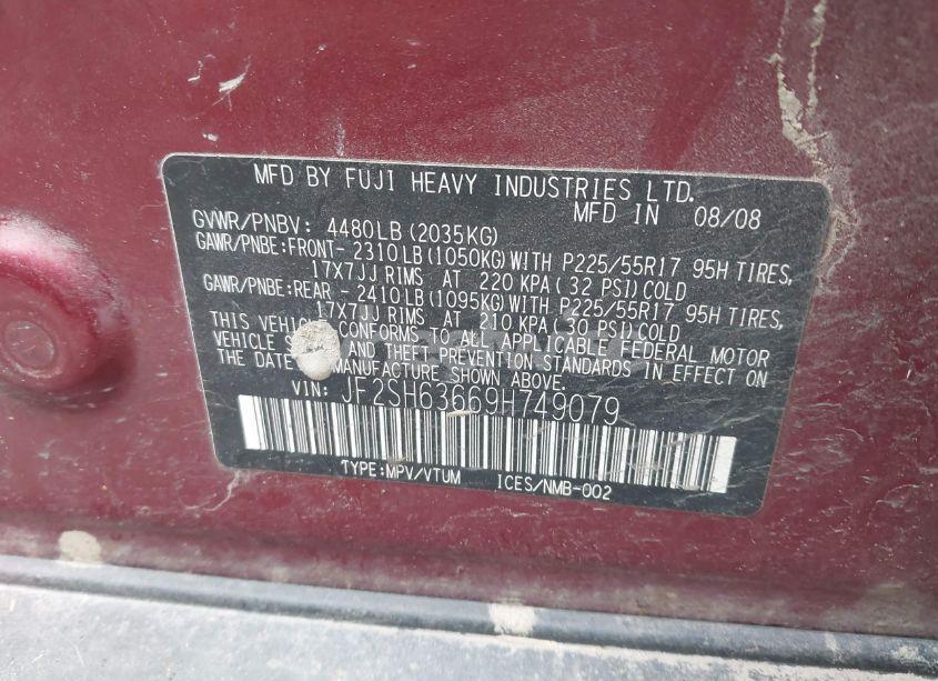 Photo 9 of 2009 Subaru Forester 2.5X (VIN JF2SH63669H749079)