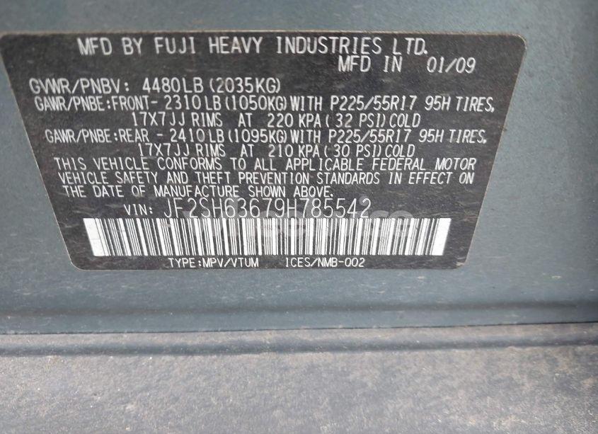 Photo 9 of 2009 Subaru Forester 2.5X (VIN JF2SH63679H785542)