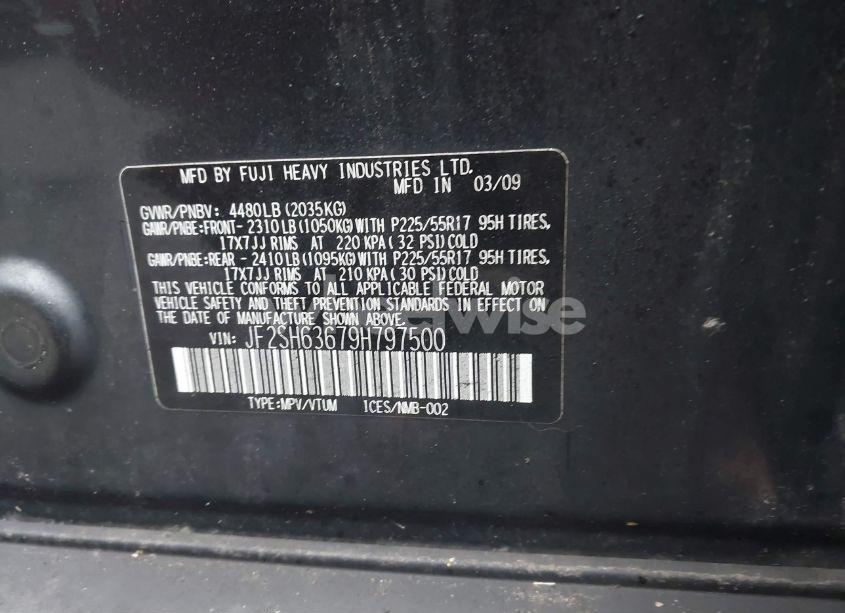 Photo 9 of 2009 Subaru Forester 2.5X (VIN JF2SH63679H797500)