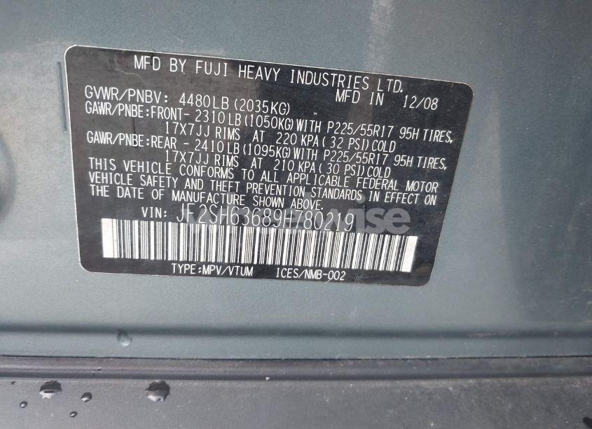 Photo 9 of 2009 Subaru Forester 2.5X (VIN JF2SH63689H780219)