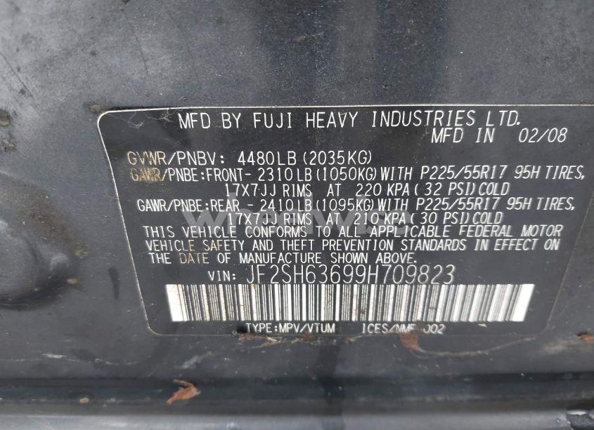 Photo 9 of 2009 Subaru Forester 2.5X (VIN JF2SH63699H709823)