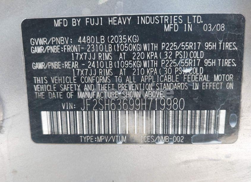 Photo 9 of 2009 Subaru Forester 2.5X (VIN JF2SH63699H719980)