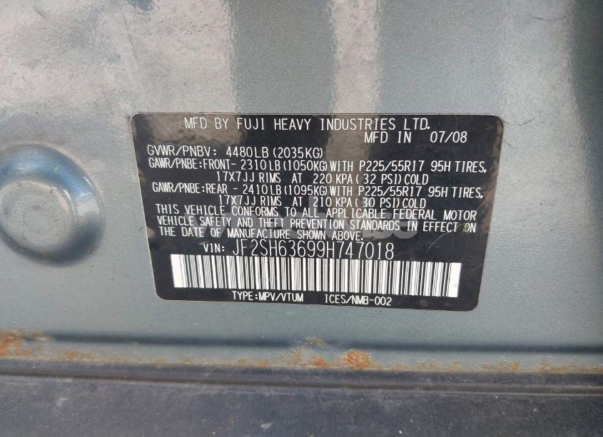 Photo 9 of 2009 Subaru Forester 2.5X (VIN JF2SH63699H747018)
