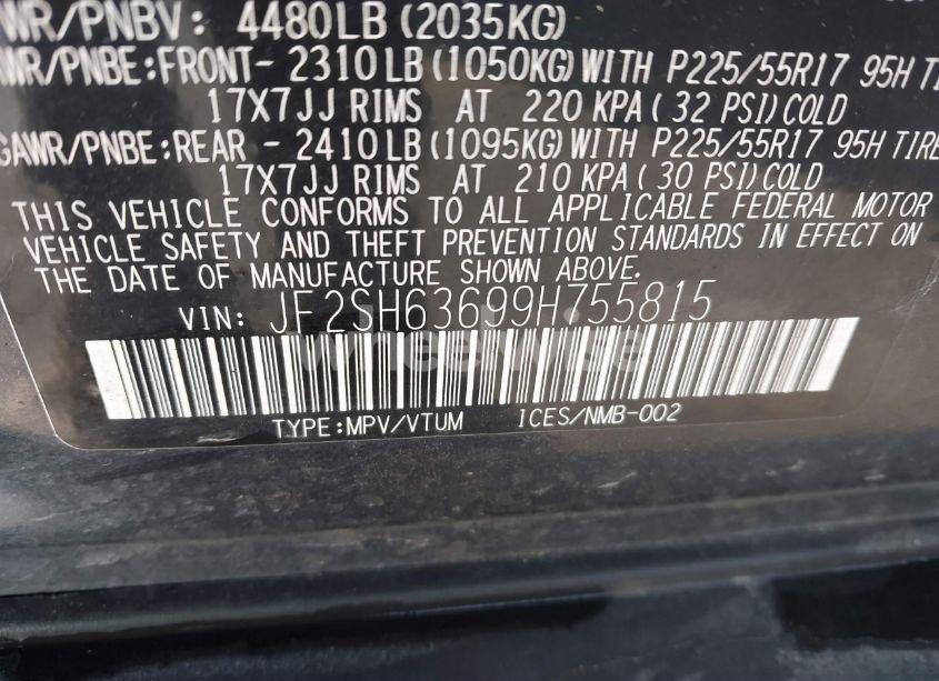 Photo 9 of 2009 Subaru Forester 2.5X (VIN JF2SH63699H755815)