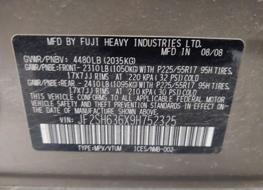 Photo 9 of 2009 Subaru Forester 2.5X (VIN JF2SH636X9H752325)