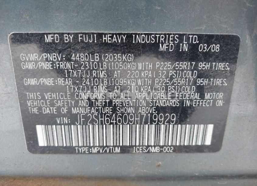 Photo 9 of 2009 Subaru Forester 2.5X LIMITED (VIN JF2SH64609H719929)