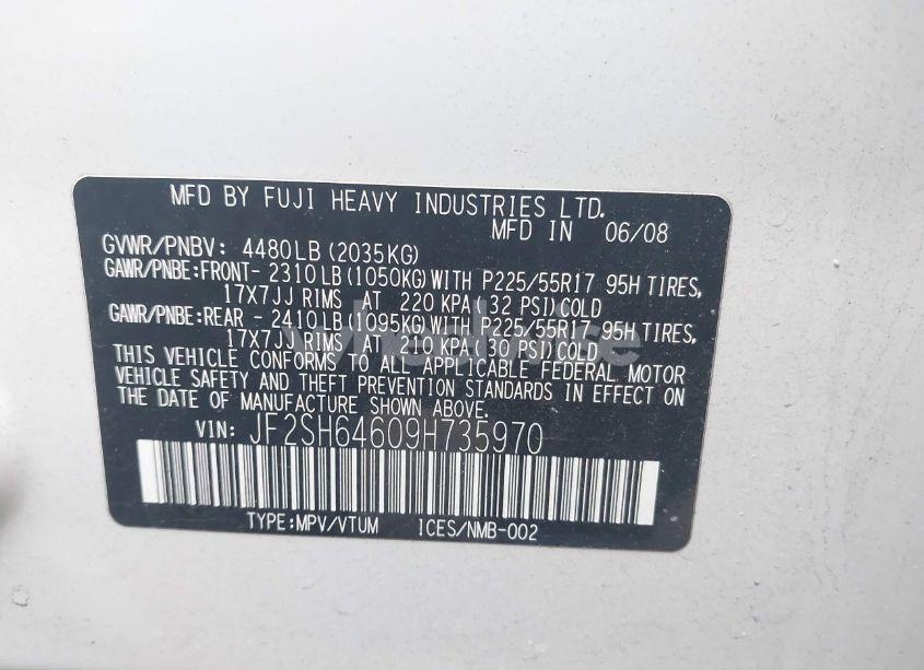 Photo 9 of 2009 Subaru Forester 2.5X LIMITED (VIN JF2SH64609H735970)