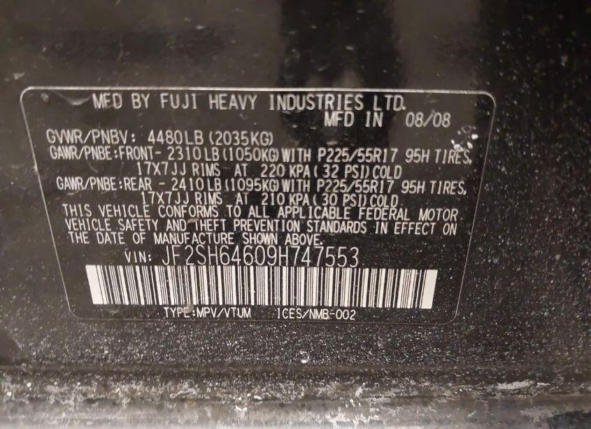 Photo 9 of 2009 Subaru Forester 2.5X LIMITED (VIN JF2SH64609H747553)