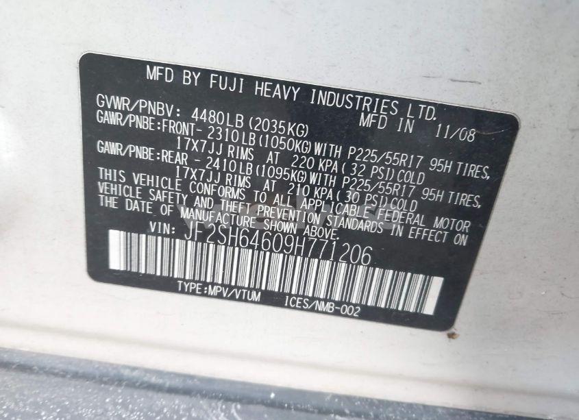 Photo 9 of 2009 Subaru Forester 2.5X LIMITED (VIN JF2SH64609H771206)