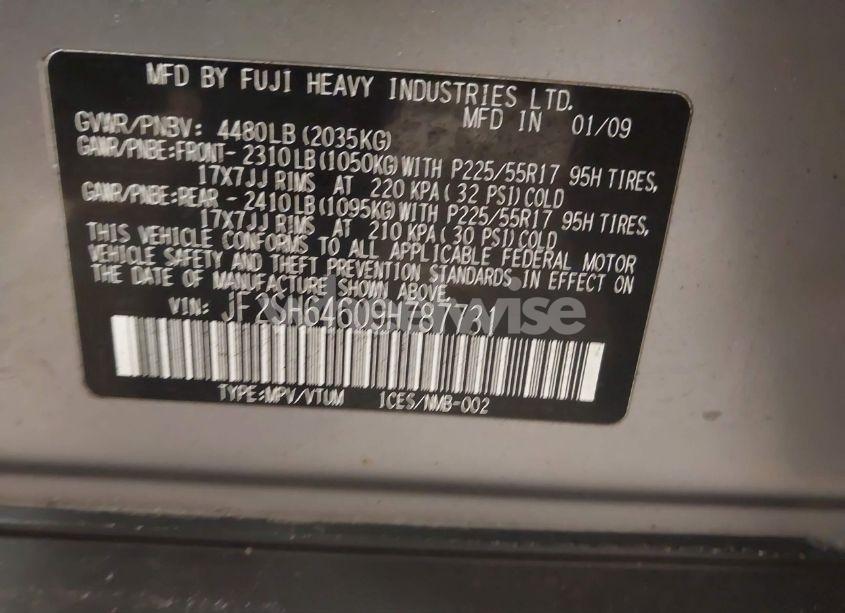 Photo 9 of 2009 Subaru Forester 2.5X LIMITED (VIN JF2SH64609H787731)