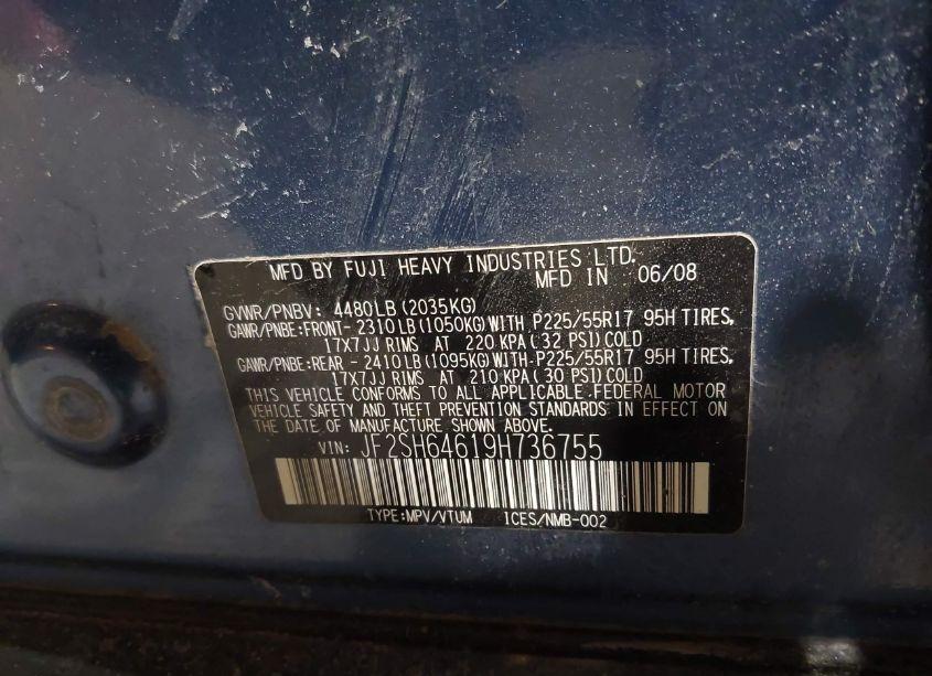 Photo 9 of 2009 Subaru Forester 2.5X LIMITED (VIN JF2SH64619H736755)