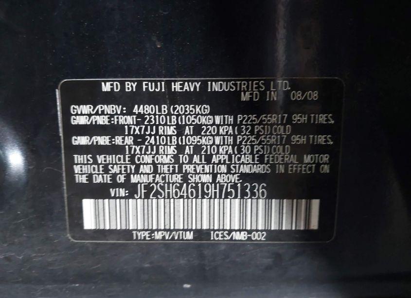 Photo 8 of 2009 Subaru Forester 2.5X LIMITED (VIN JF2SH64619H751336)