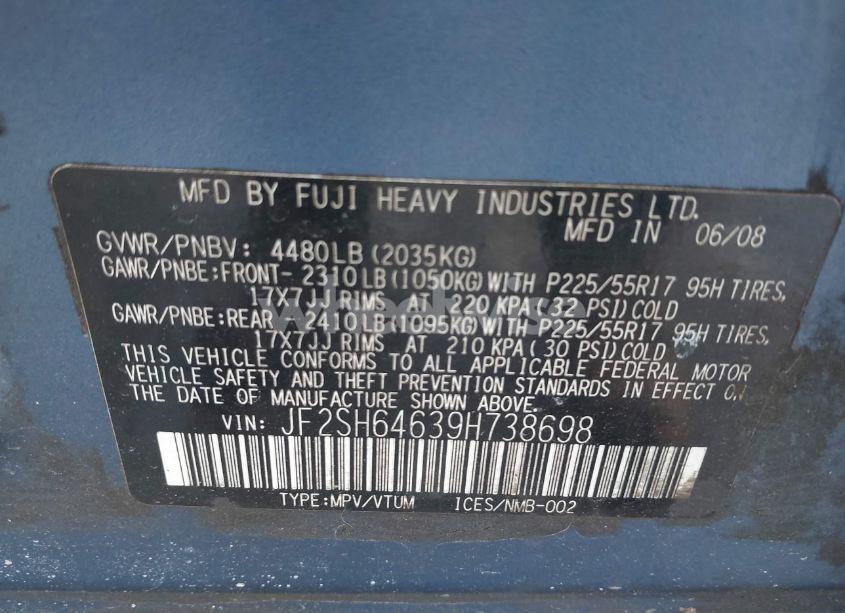 Photo 9 of 2009 Subaru Forester 2.5X LIMITED (VIN JF2SH64639H738698)