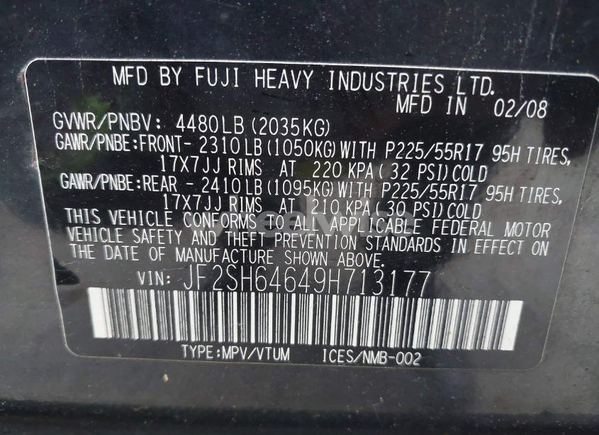 Photo 9 of 2009 Subaru Forester 2.5X LIMITED (VIN JF2SH64649H713177)