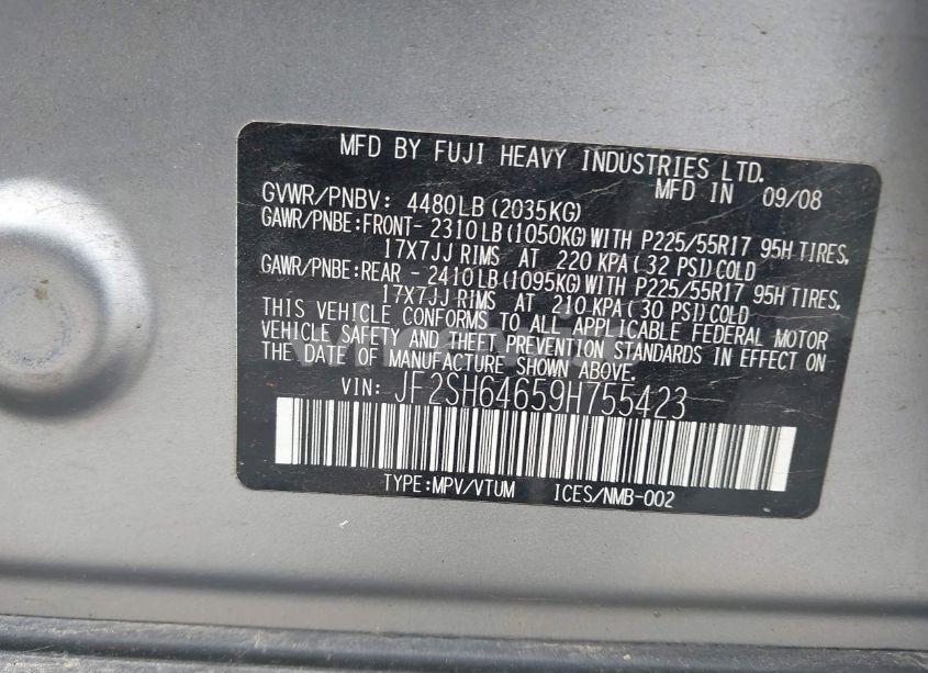 Photo 9 of 2009 Subaru Forester (VIN JF2SH646598755423)