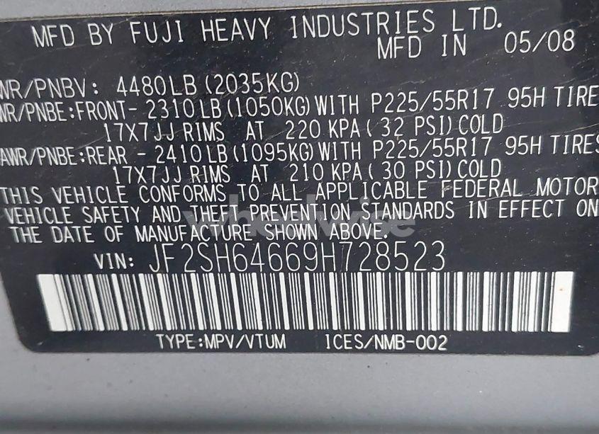 Photo 9 of 2009 Subaru Forester 2.5X LIMITED (VIN JF2SH64669H728523)