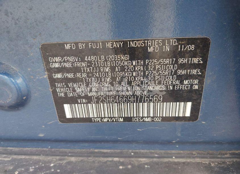 Photo 9 of 2009 Subaru Forester 2.5X LIMITED (VIN JF2SH64669H776569)