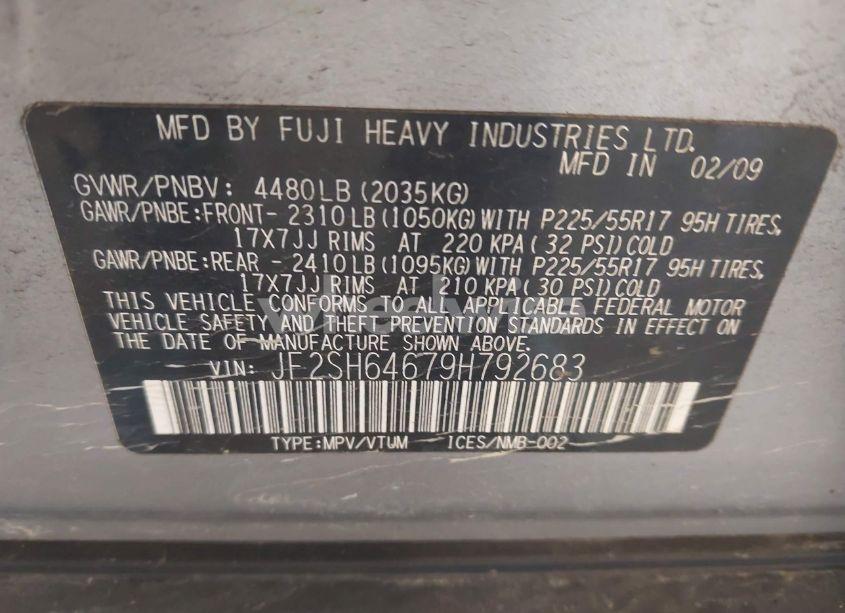 Photo 9 of 2009 Subaru Forester 2.5X LIMITED (VIN JF2SH64679H792683)