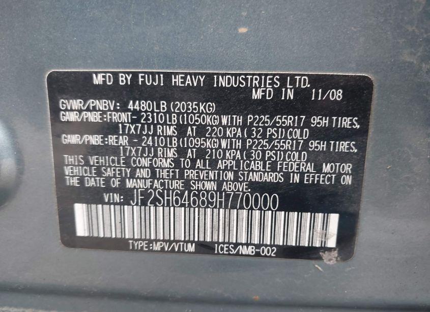 Photo 9 of 2009 Subaru Forester 2.5X LIMITED (VIN JF2SH64689H770000)