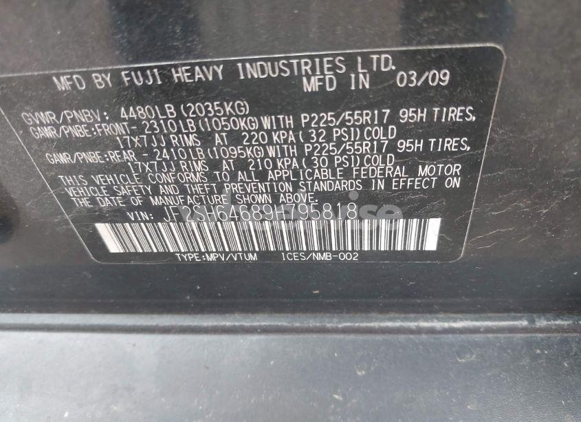 Photo 9 of 2009 Subaru Forester 2.5X LIMITED (VIN JF2SH64689H795818)