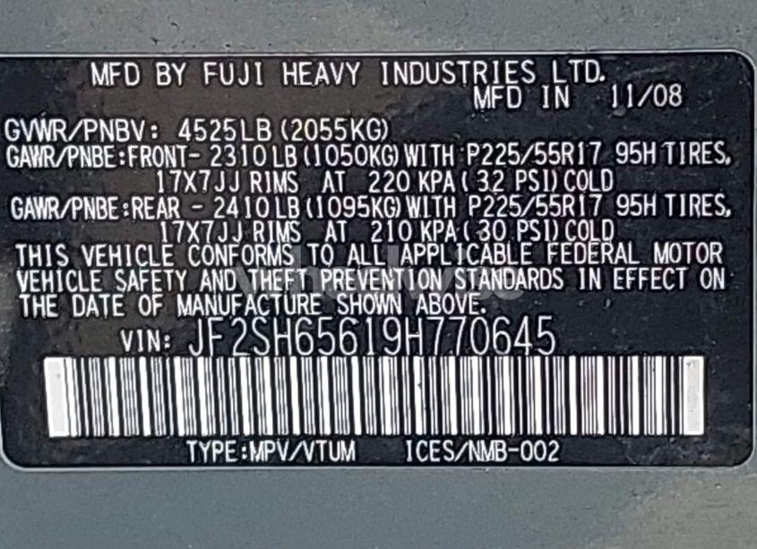 Photo 9 of 2009 Subaru Forester 2.5XT (VIN JF2SH65619H770645)