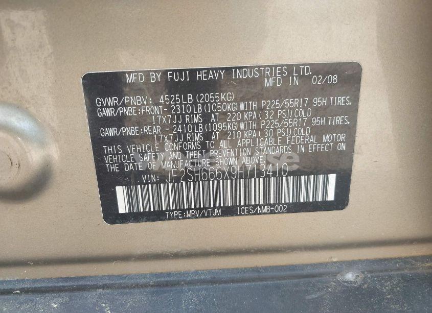 Photo 9 of 2009 Subaru Forester 2.5XT LIMITED (VIN JF2SH666X9H713410)
