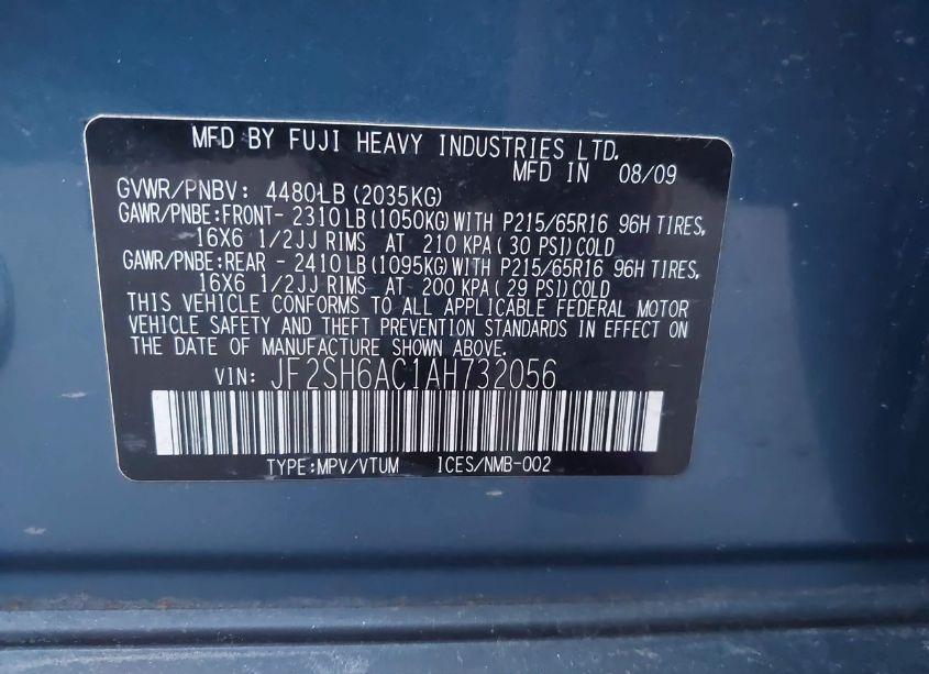 Photo 9 of 2010 Subaru Forester 2.5X (VIN JF2SH6AC1AH732056)