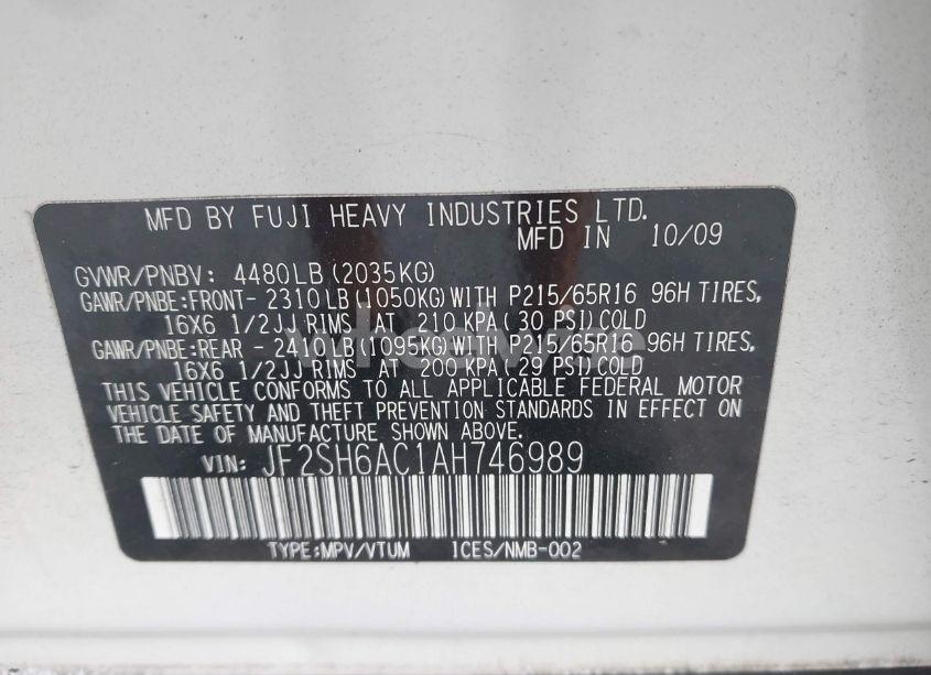 Photo 9 of 2010 Subaru Forester 2.5X (VIN JF2SH6AC1AH746989)