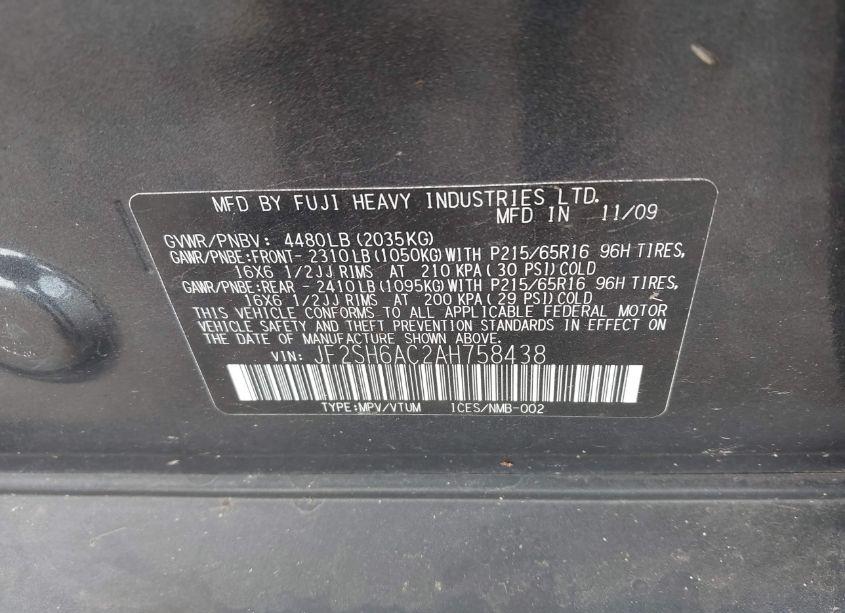 Photo 9 of 2010 Subaru Forester 2.5X (VIN JF2SH6AC2AH758438)