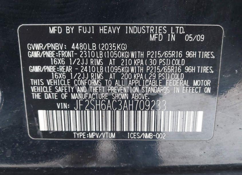 Photo 9 of 2010 Subaru Forester 2.5X (VIN JF2SH6AC3AH709233)